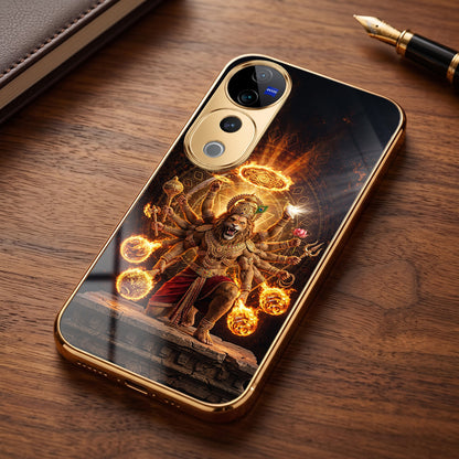 Vivo V40 Pro 5G Lord Narasimha Gold Electroplated Glass Phone Back Case