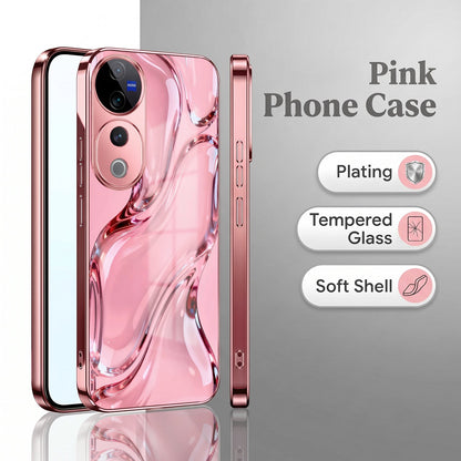 Vivo V40 Pro 5G Crystal Wave Energy Pink Electroplated Glass Phone Back Case