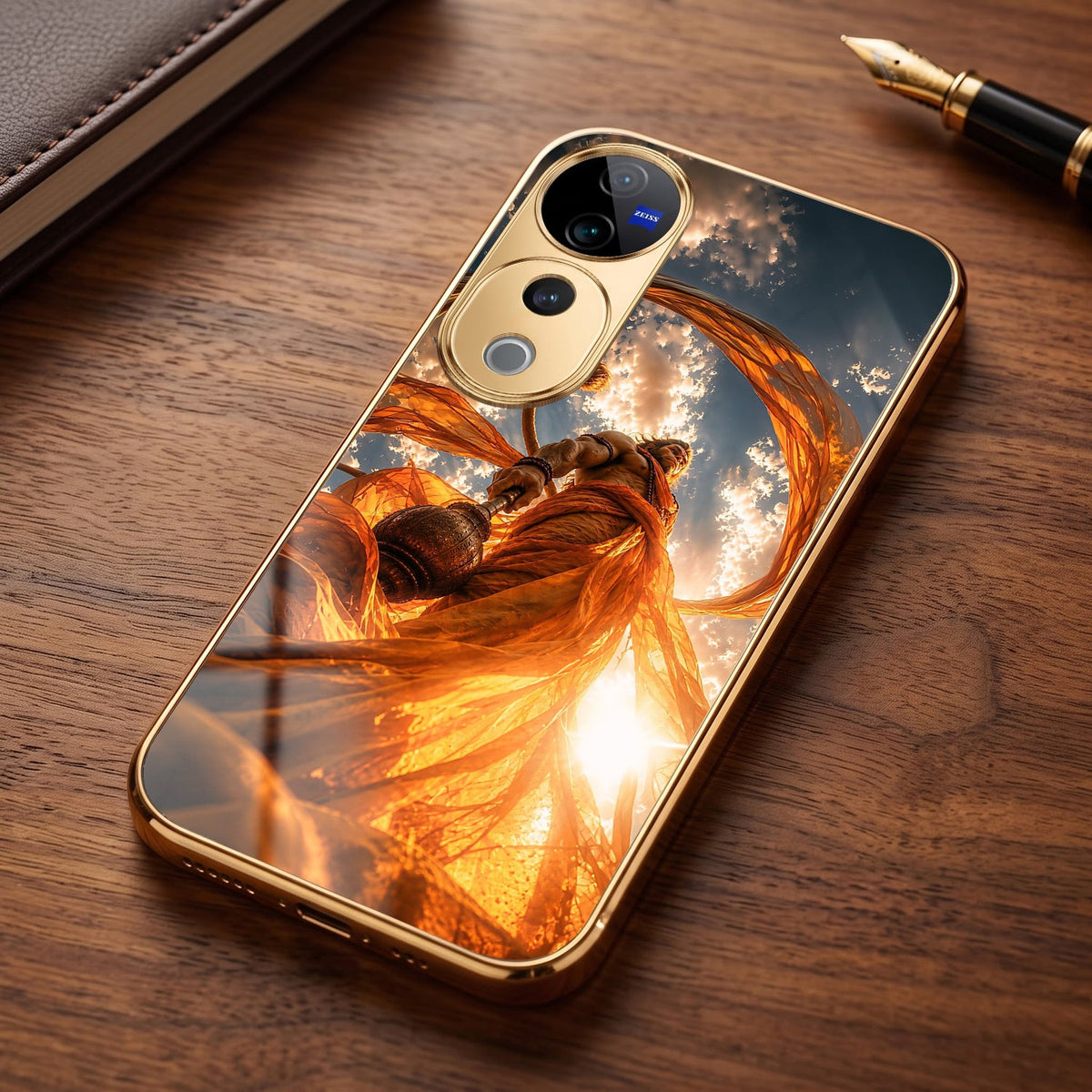 Vivo V40 Pro 5G Divine Hanuman Gold Electroplated Glass Phone Back Case