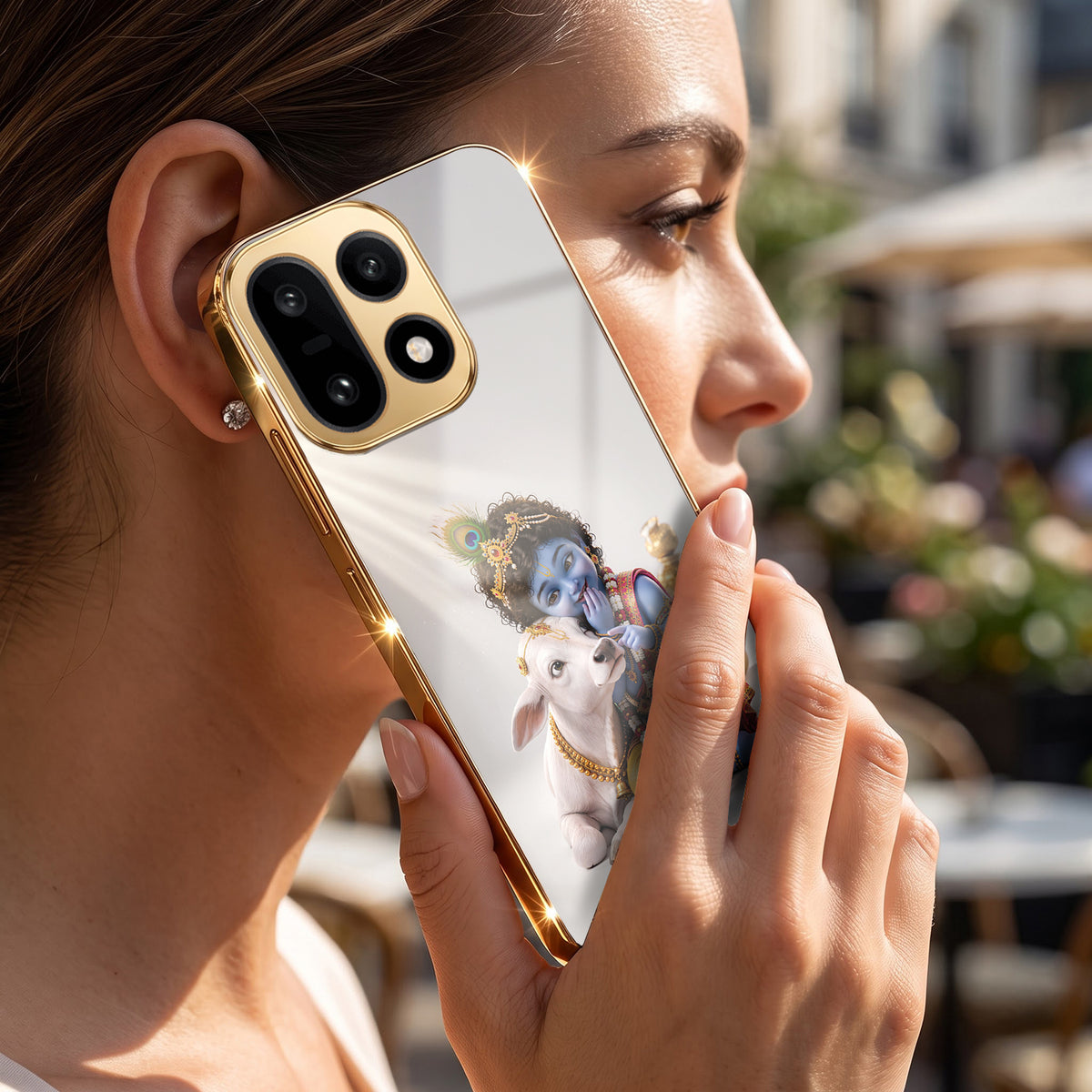 OnePlus 15 5G Bal Krishna Blessings Gold Electroplated Glass Phone Back Case