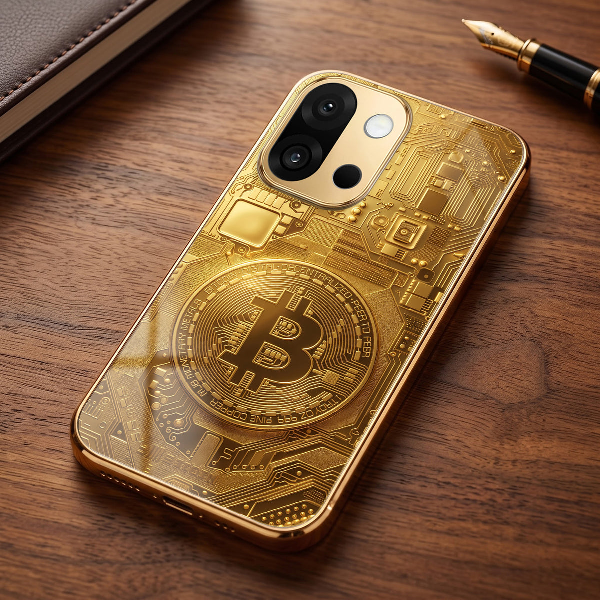 OnePlus 13s 5G Bitcoin Gold Electroplated Glass Phone Back Case