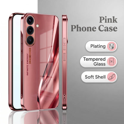 Samsung Galaxy A56 5G Luxury Infinity Energy Pink Electroplated Glass Phone Back Case