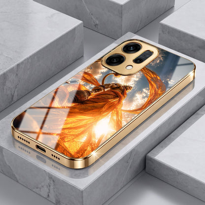 Oppo Reno 14 5G Divine Hanuman Gold Electroplated Glass Phone Back Case
