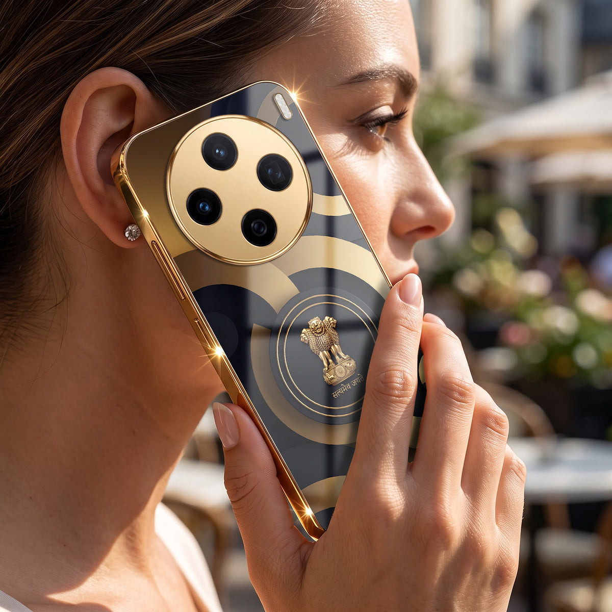 Vivo X200 5G Royal Emblem Gold Electroplated Glass Phone Back Case