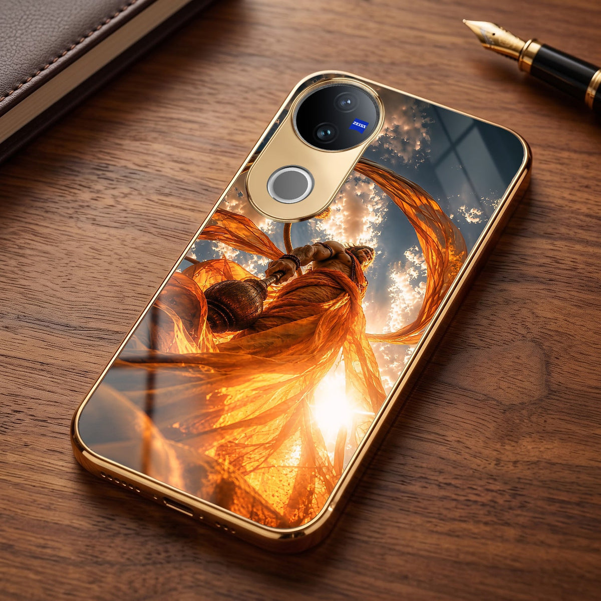 Vivo V50 5G Divine Hanuman Gold Electroplated Glass Phone Back Case
