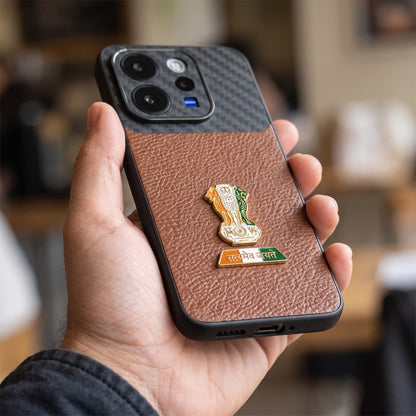 Vivo V70 5G Tri-Color Satyamev Jayate Carbon Fiber Leather Hybrid Phone Case