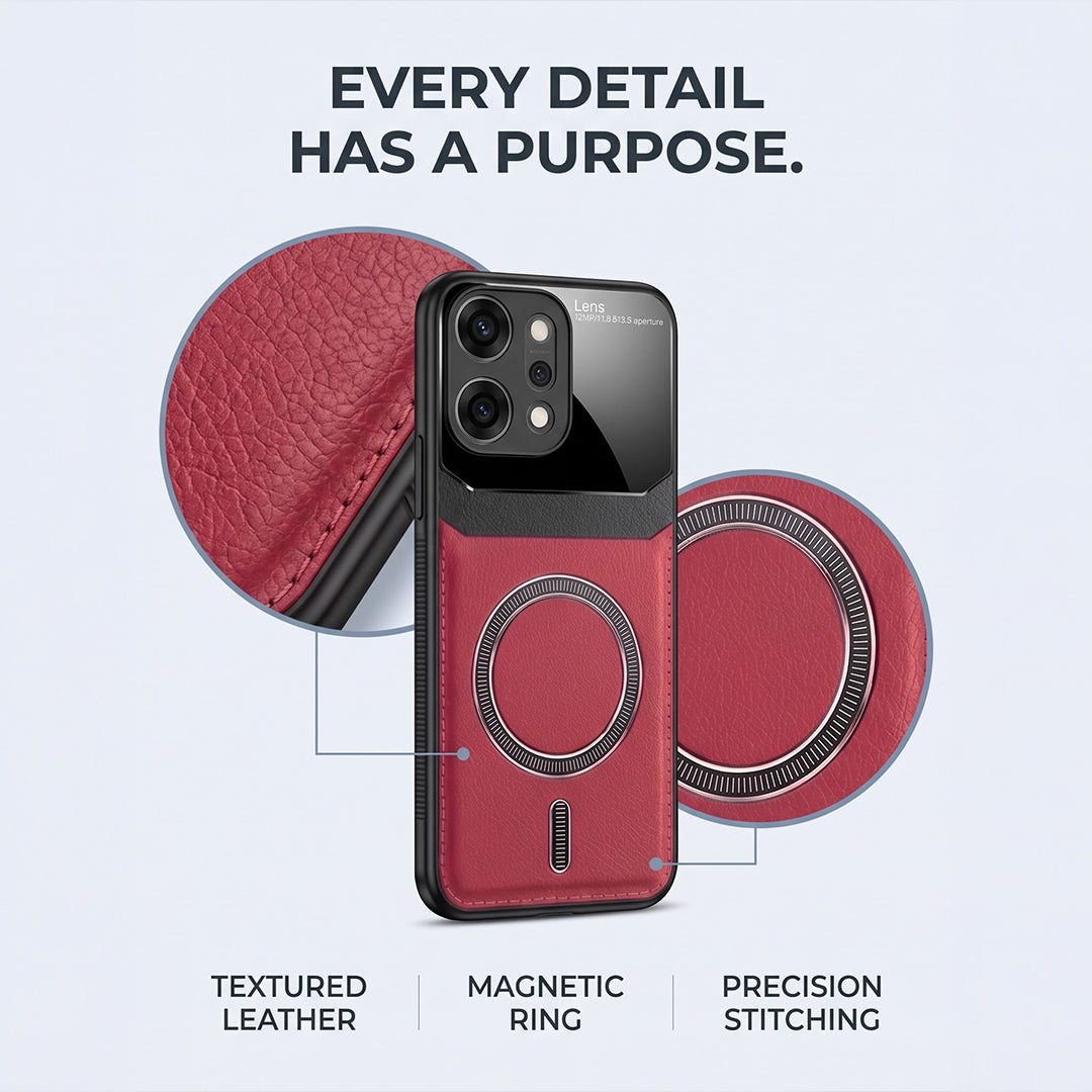 Oppo Reno 14 Pro 5G Premium Magsafe Magnetic Leather Lens Protective Case