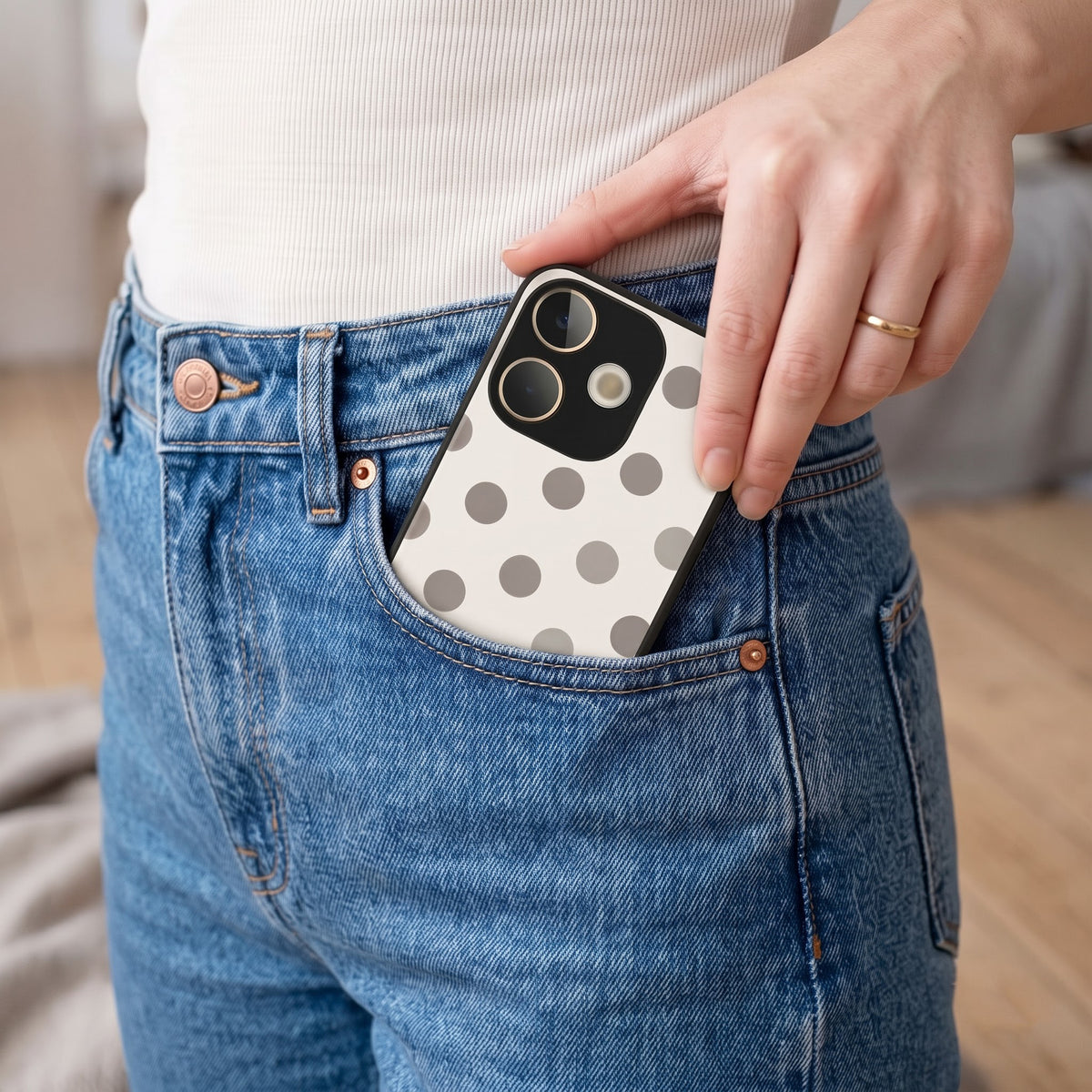 Oppo A5 Pro 5G Elegant White Grey Polka Dot Acrylic Phone Back Cover