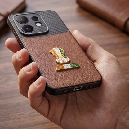Oppo Reno 16 5G Tri-Color Satyamev Jayate Carbon Fiber Leather Hybrid Phone Case