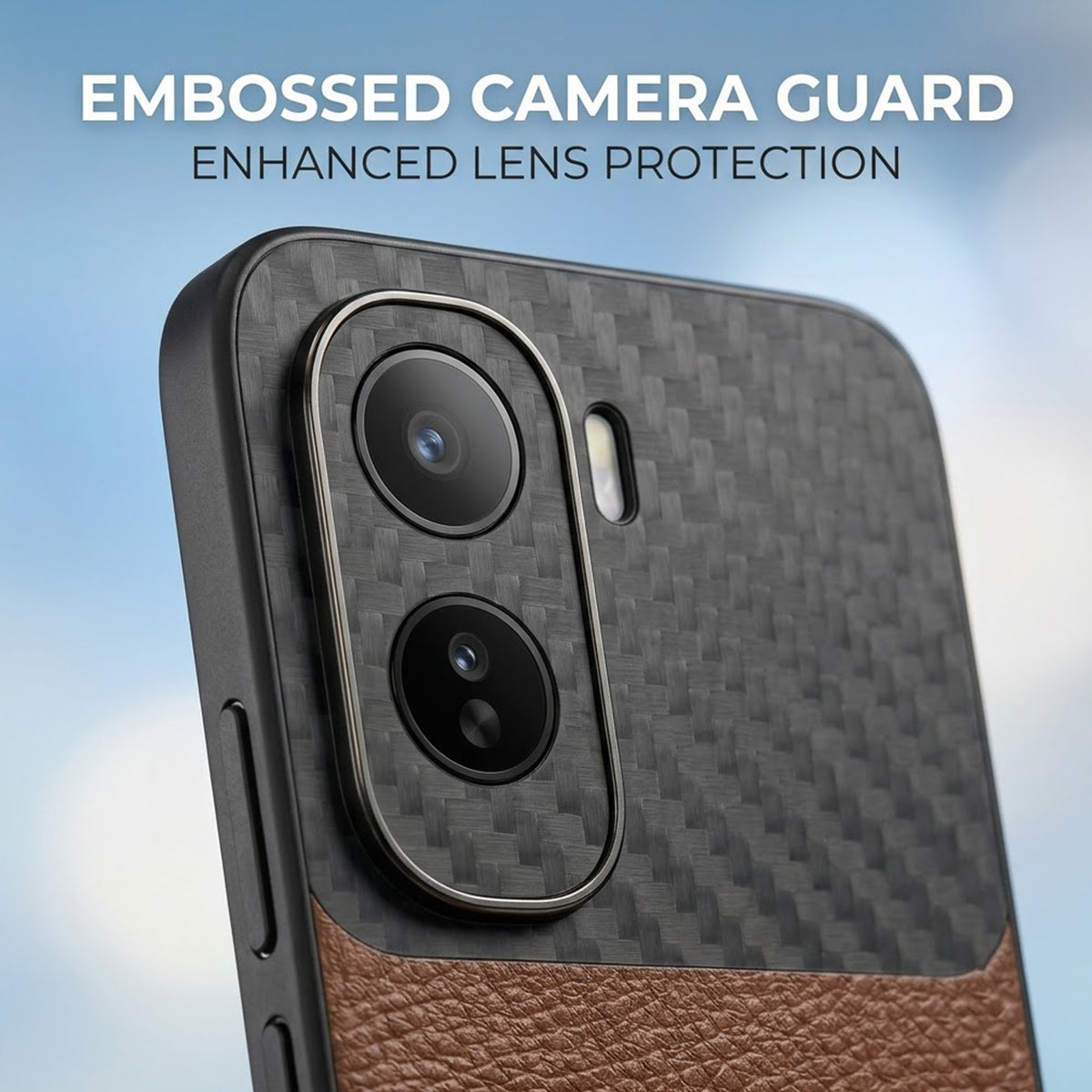 Vivo T5 Pro 5G Tri-Color Satyamev Jayate Carbon Fiber Leather Hybrid Phone Case