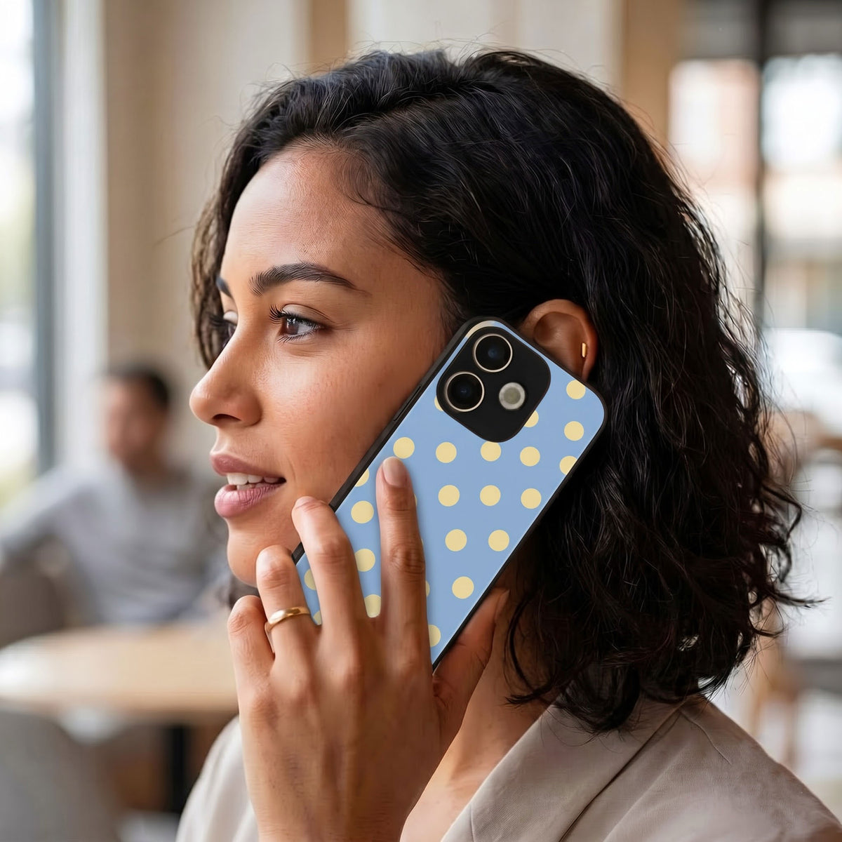 Oppo A5 Pro 5G Elegant Blue Yellow Polka Dot Acrylic Back Cover