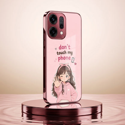 Oppo Reno 14 5G Luxury Anime Girl Pink Electroplated Glass Phone Back Case