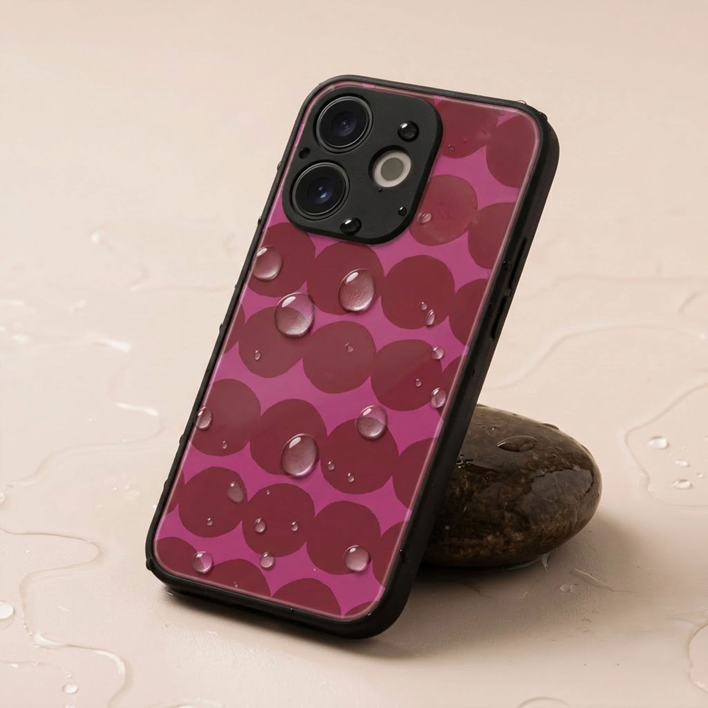 Oppo A5 Pro 5G Aesthetic Pink & Wine Geometric Acrylic Back Cover