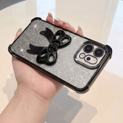 Oppo Reno 14 5G Luxury Shimmer Airbag Bow Stand Case with Charm Strap