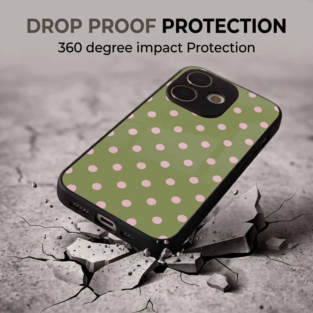 Oppo A5 Pro 5G Elegant Olive Green Pink Polka Dot Acrylic Back Cover