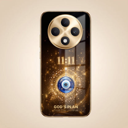 Oppo F27 Pro+ 5G God’s Plan Evil Eye Gold Electroplated Glass Phone Back Case