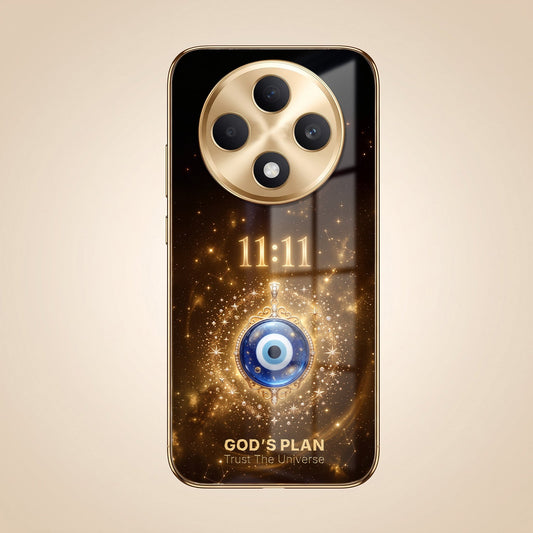 Oppo F27 Pro+ 5G God’s Plan Evil Eye Gold Electroplated Glass Phone Back Case