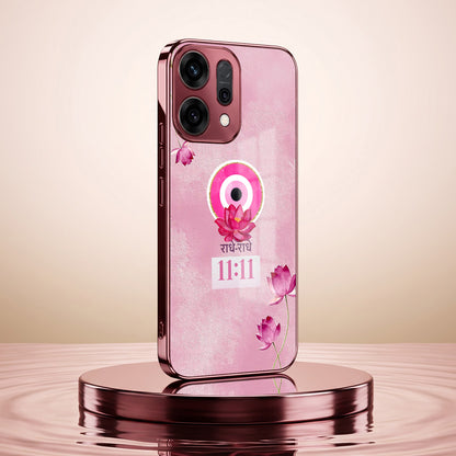 Oppo Reno 14 5G Luxury Radhe Radhe 11:11 Pink Electroplated Glass Phone Back Case