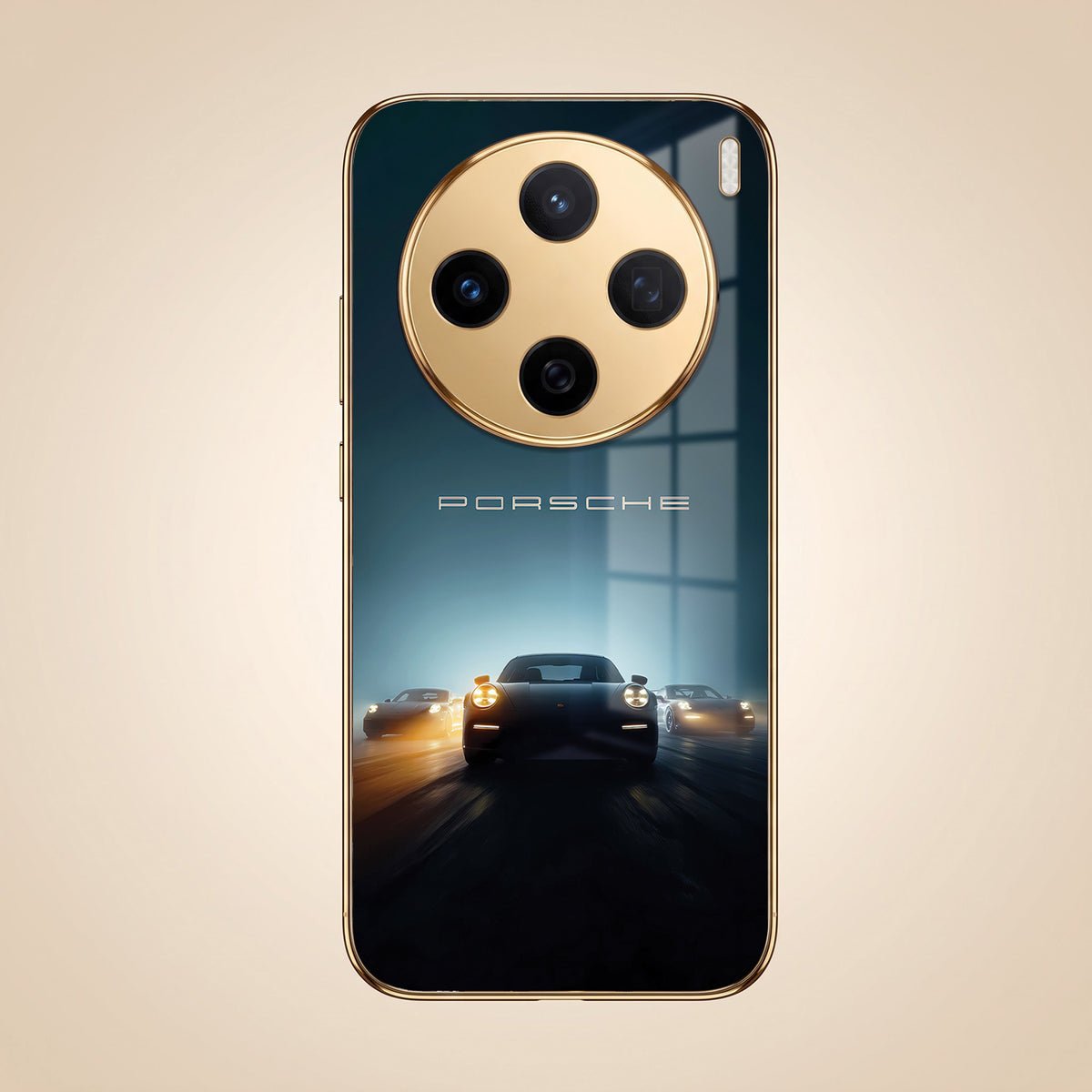 Vivo X200 5G Porsche Luxury Gold Electroplated Glass Phone Back Case