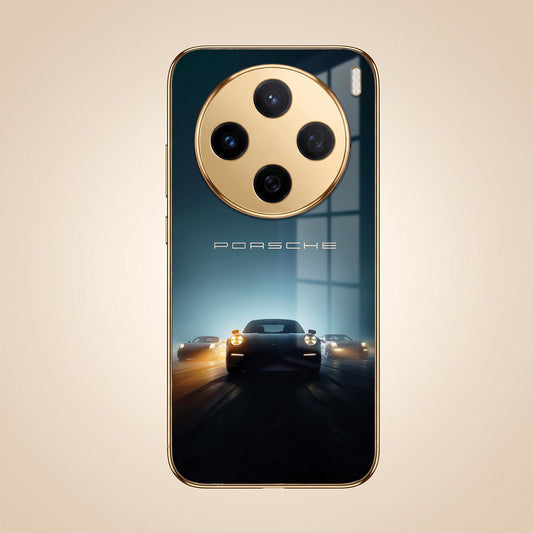Vivo X200 5G Porsche Luxury Gold Electroplated Glass Phone Back Case