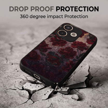 Oppo A5 Pro 5G Aesthetic Dark Rose Glitter Acrylic Back Cover