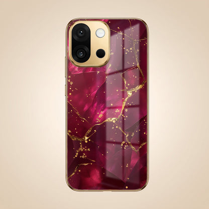OnePlus 13s 5G Luxury Crimson Marble Gold Electroplated Glass Phone Back Case