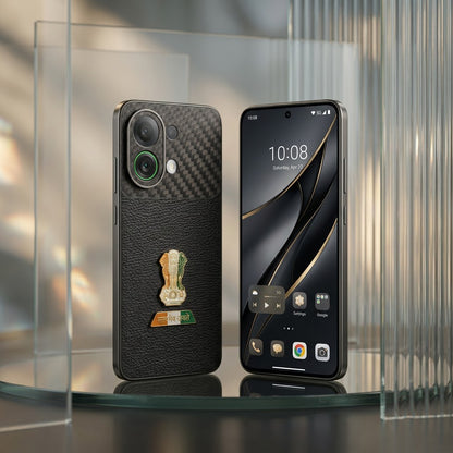 Oppo K13 Turbo 5G Tri-Color Satyamev Jayate Carbon Fiber Leather Hybrid Phone Case