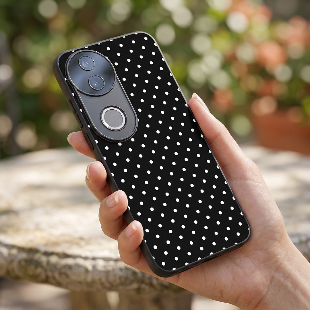 Vivo V50 5G Aesthetic Black & White Polka Dot Acrylic Back Cover