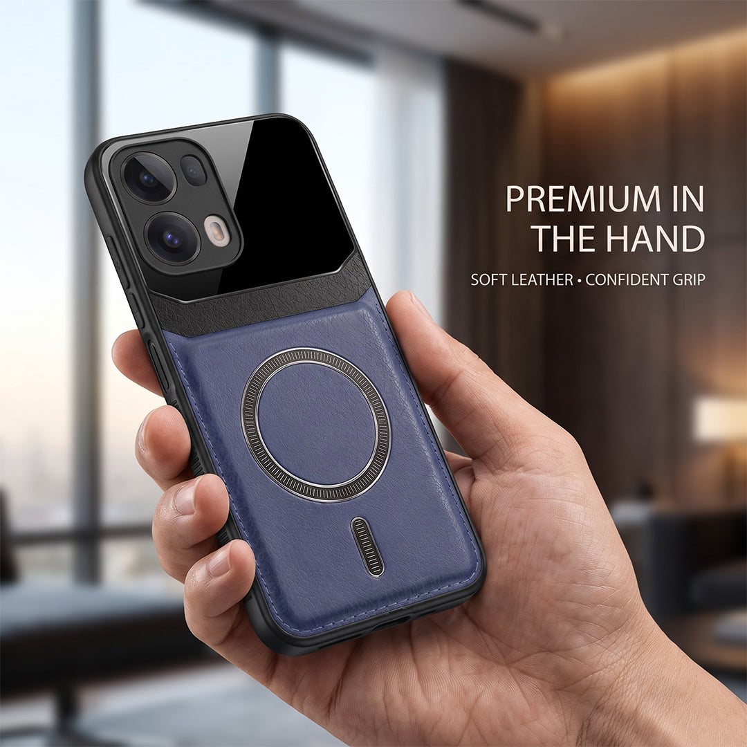 Oppo Reno 13 Pro 5G Premium Magsafe Magnetic Leather Lens Protective Case