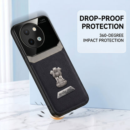 Vivo Y58 5G Satyamev Jayate 2-in-1 Emblem Leather Lens Protective Back Case