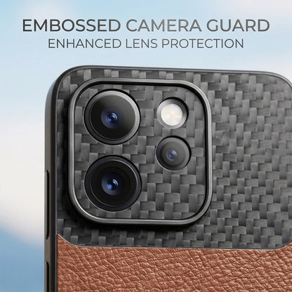 Oppo Reno 15 Pro Mini 5G Tri-Color Satyamev Jayate Carbon Fiber Leather Hybrid Phone Case