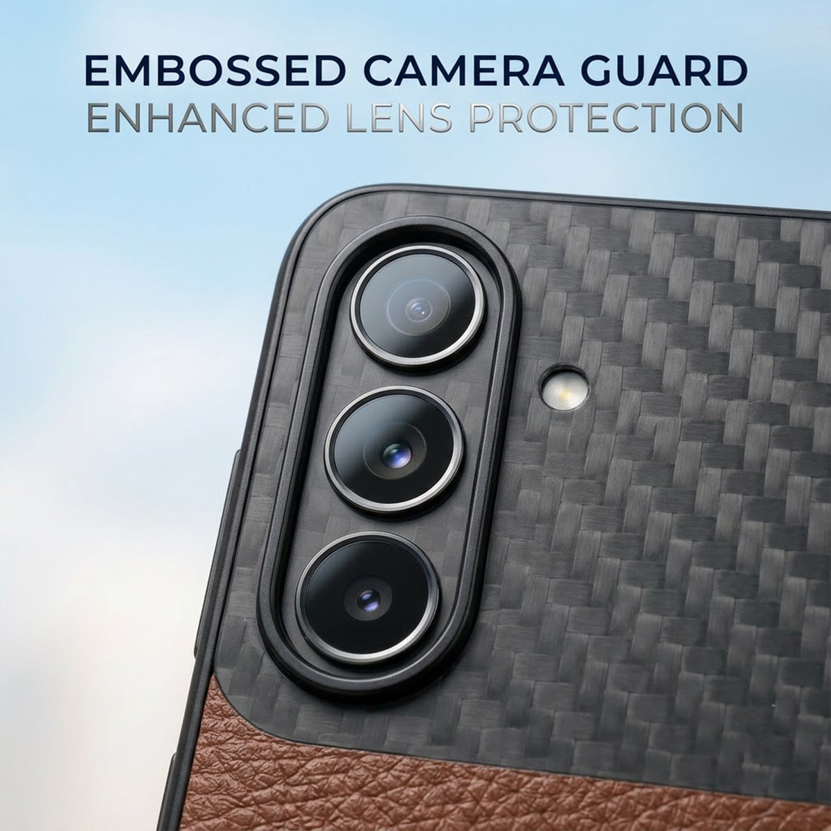 Samsung Galaxy A57 5G Tri-Color Satyamev Jayate Carbon Fiber Leather Hybrid Phone Case