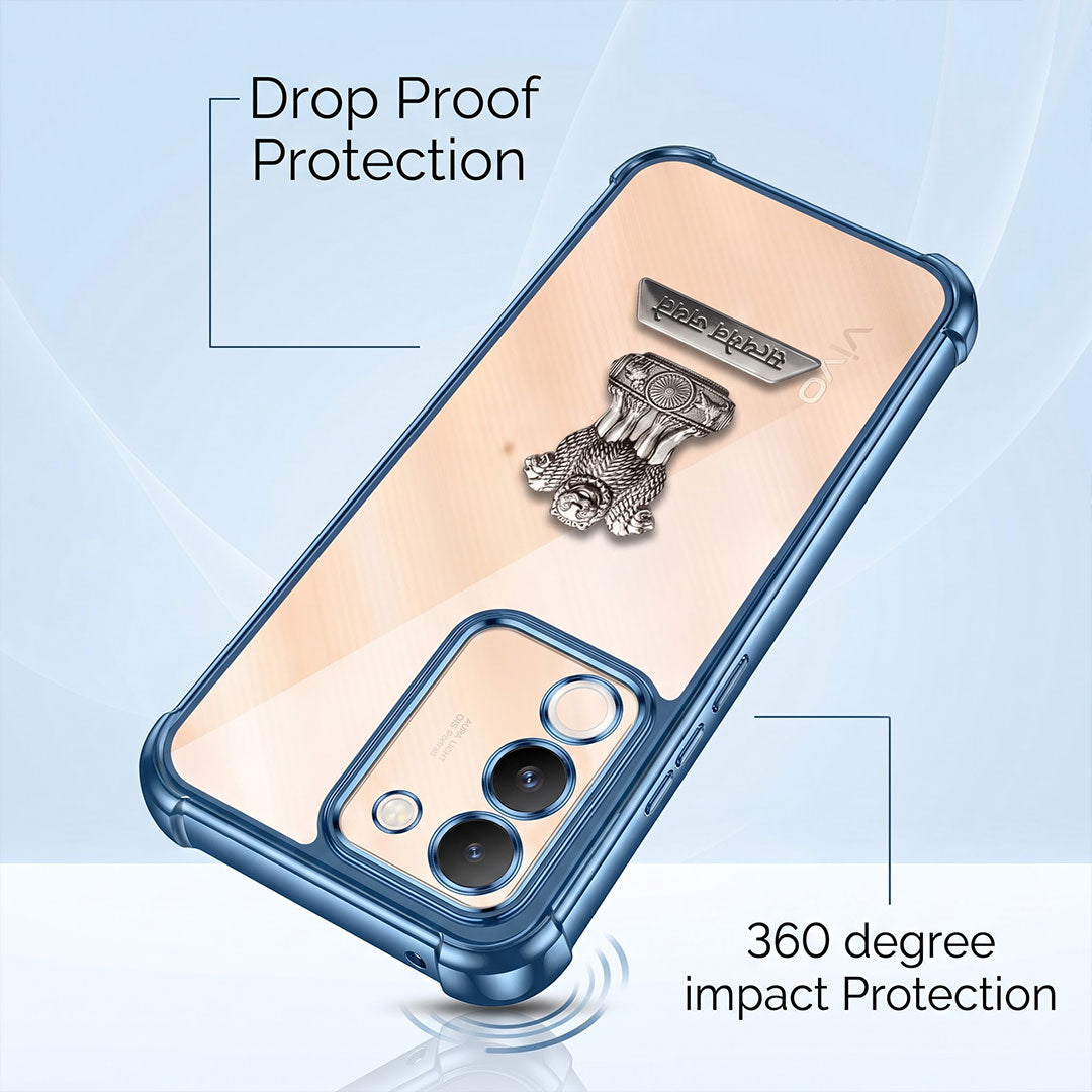 Vivo Y200 5G Satyamev Jayate 2-in-1 Emblem Transparent Shockproof Airbag Case