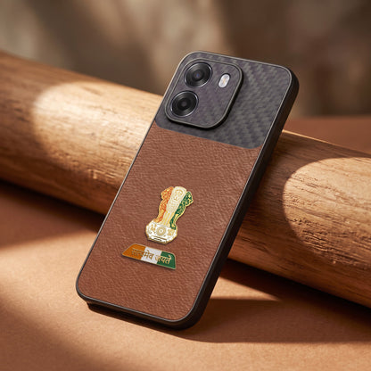 Oppo K14 5G Tri-Color Satyamev Jayate Carbon Fiber Leather Hybrid Phone Case