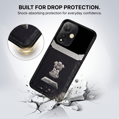 Oppo A59 5G Satyamev Jayate 2-in-1 Emblem Leather Lens Protective Back Case