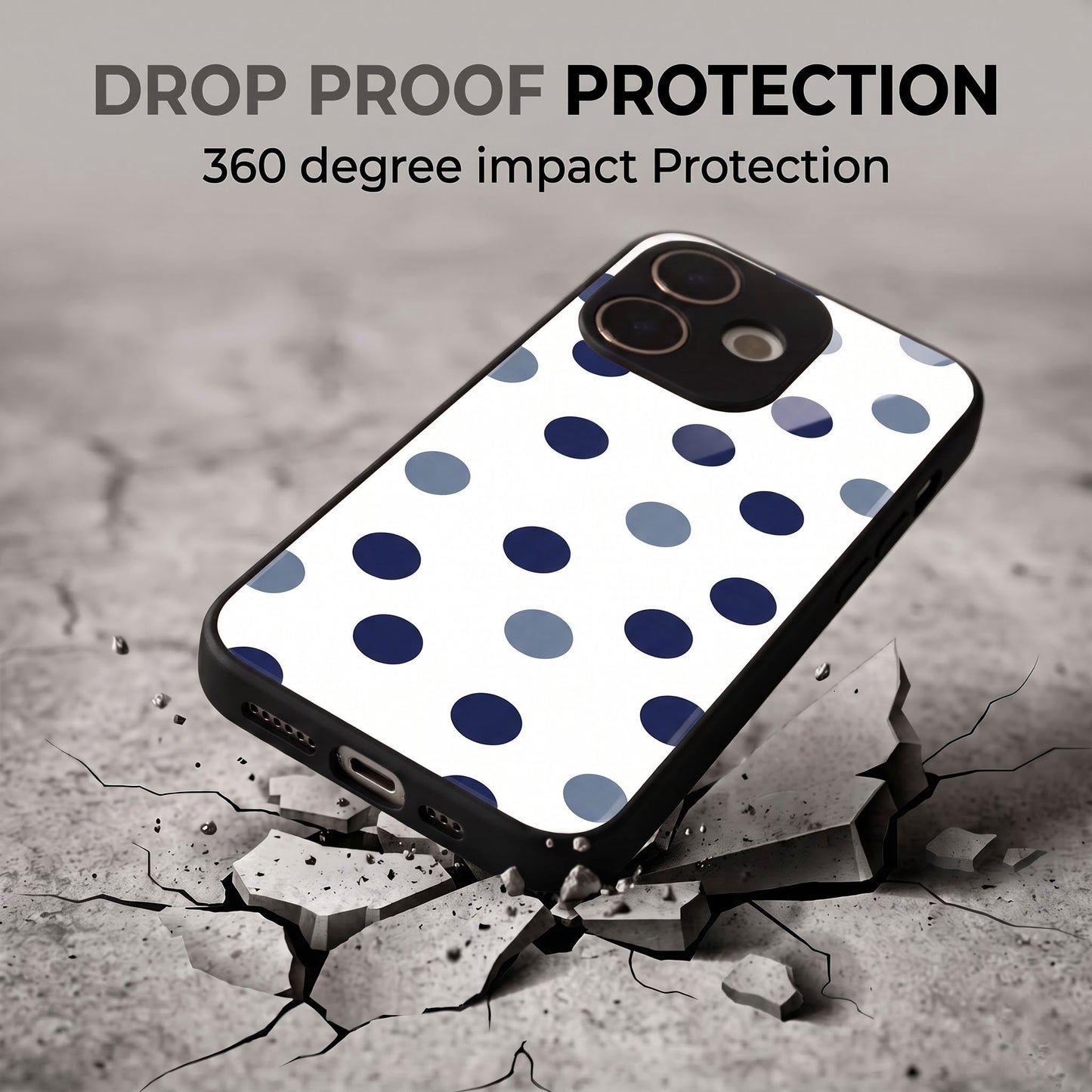 Oppo A5 Pro 5G Elegant White Navy Blue Polka Dot Acrylic Back Cover