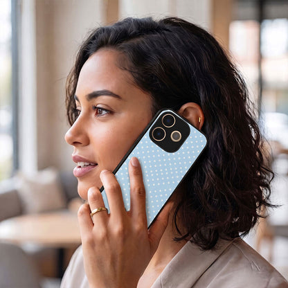 Oppo A5 Pro 5G Aesthetic Sky Blue & White Polka Dot Acrylic Back Cover