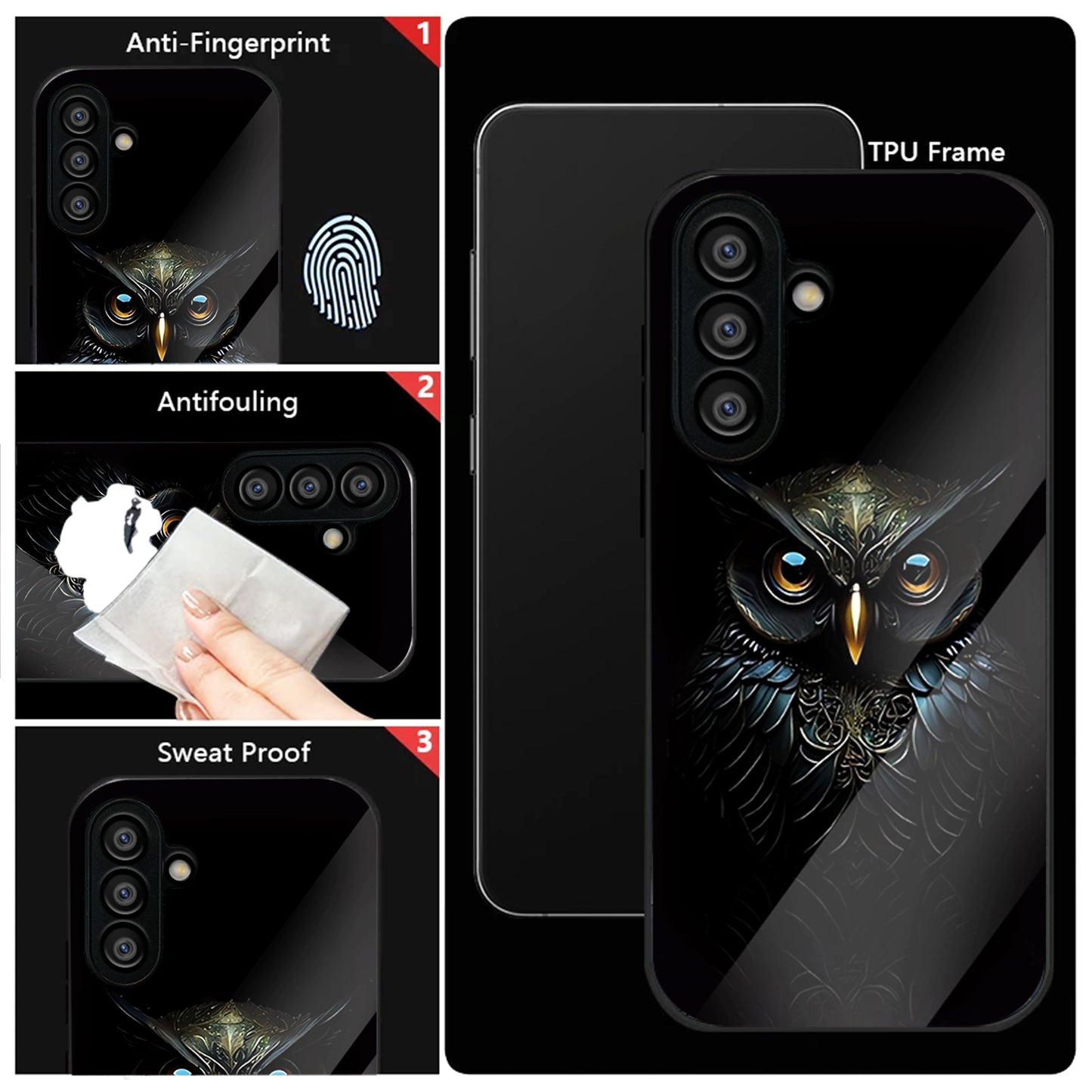 Samsung Galaxy A56 5G Premium Acrylic Shockproof Glass Back Case (Midnight Owl)