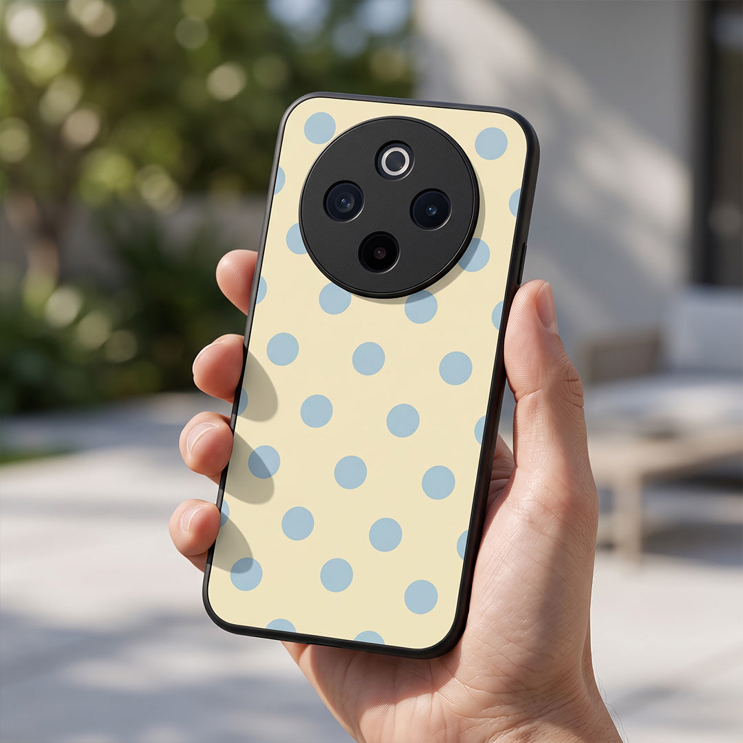Vivo T4 5G Elegant Cream Blue Polka Dot Acrylic Back Cover