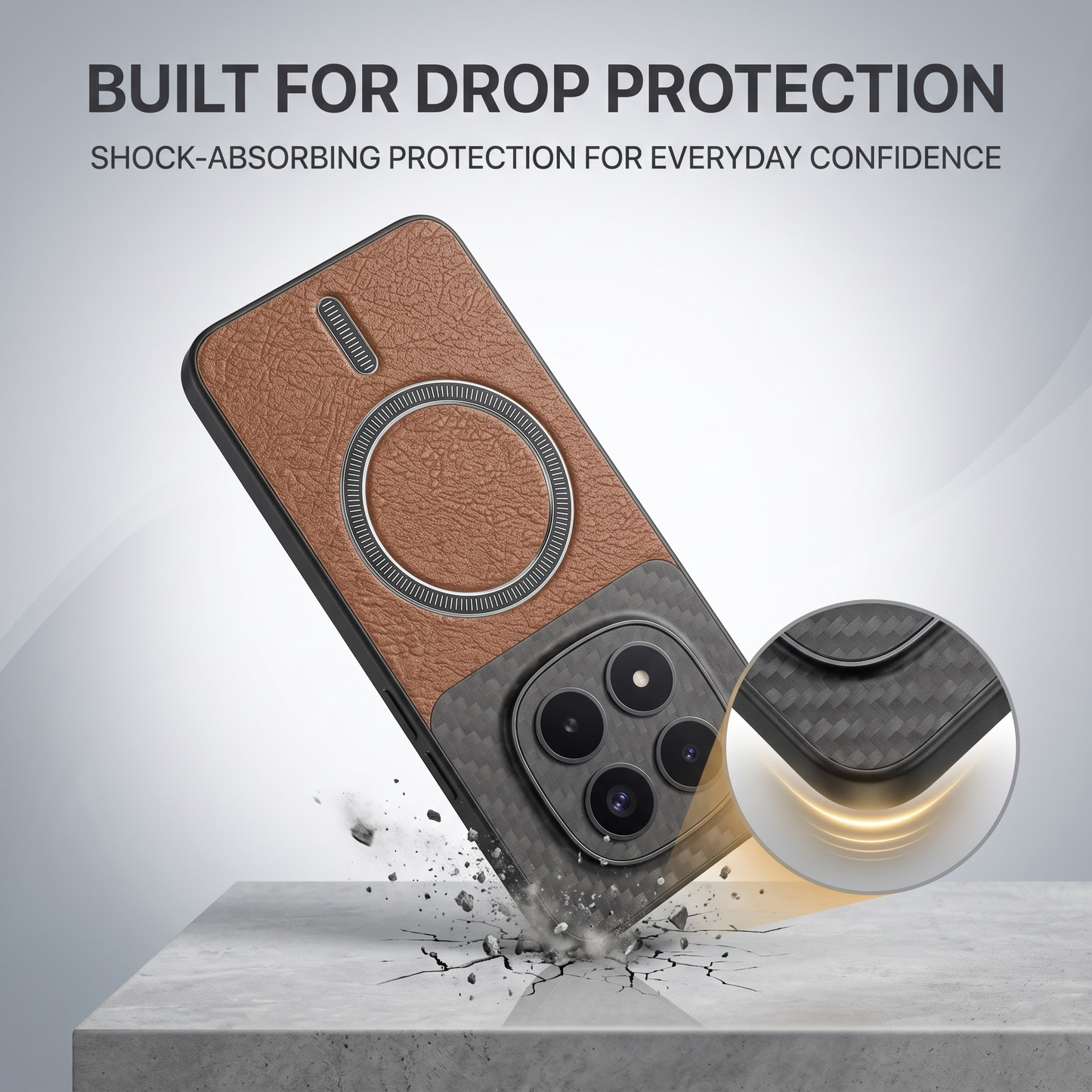 Redmi Note 15 Pro+ 5G Carbon Fiber Leather Hybrid MagSafe Magnetic Case