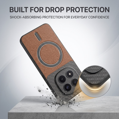Redmi Note 15 Pro+ 5G Carbon Fiber Leather Hybrid MagSafe Magnetic Case
