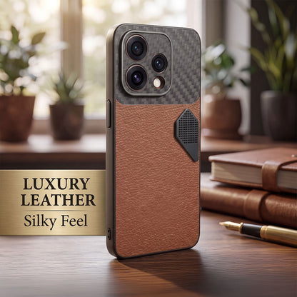 Oppo Reno 15 5G Carbon Fiber Heat Dissipation Leather Hybrid Phone Case