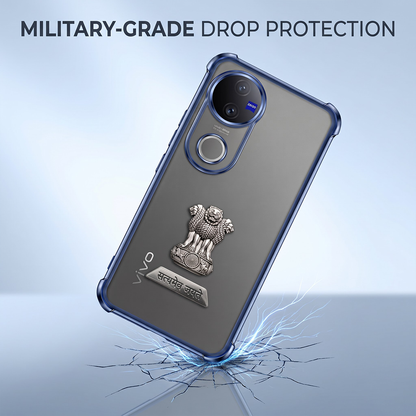 Vivo V50 5G Satyamev Jayate 2-in-1 Emblem Transparent Shockproof Airbag Case