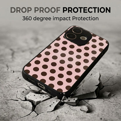 Oppo A5 Pro 5G Aesthetic Pink & Dark Brown Polka Dot Acrylic Back Cover