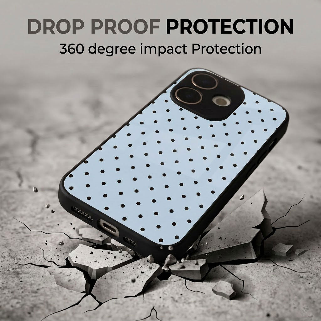 Oppo A5 Pro 5G Aesthetic Light Blue & Black Polka Dot Acrylic Back Cover