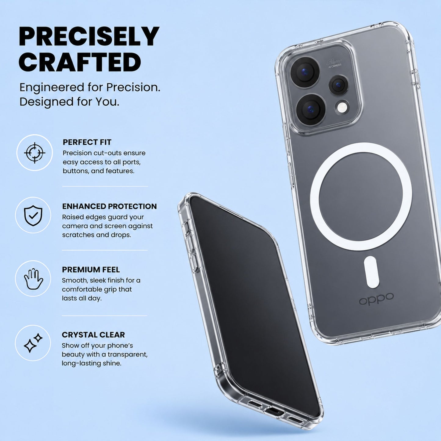Oppo Reno 15 5G Clear Anti-Yellow MagSafe Protective Case