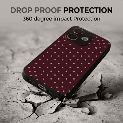 Oppo A5 Pro 5G Aesthetic Classic Maroon & Soft Pink Polka Dot Acrylic Back Cover