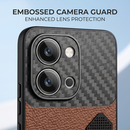 Vivo T5X 5G Carbon Fiber Heat Dissipation Leather Hybrid Phone Case