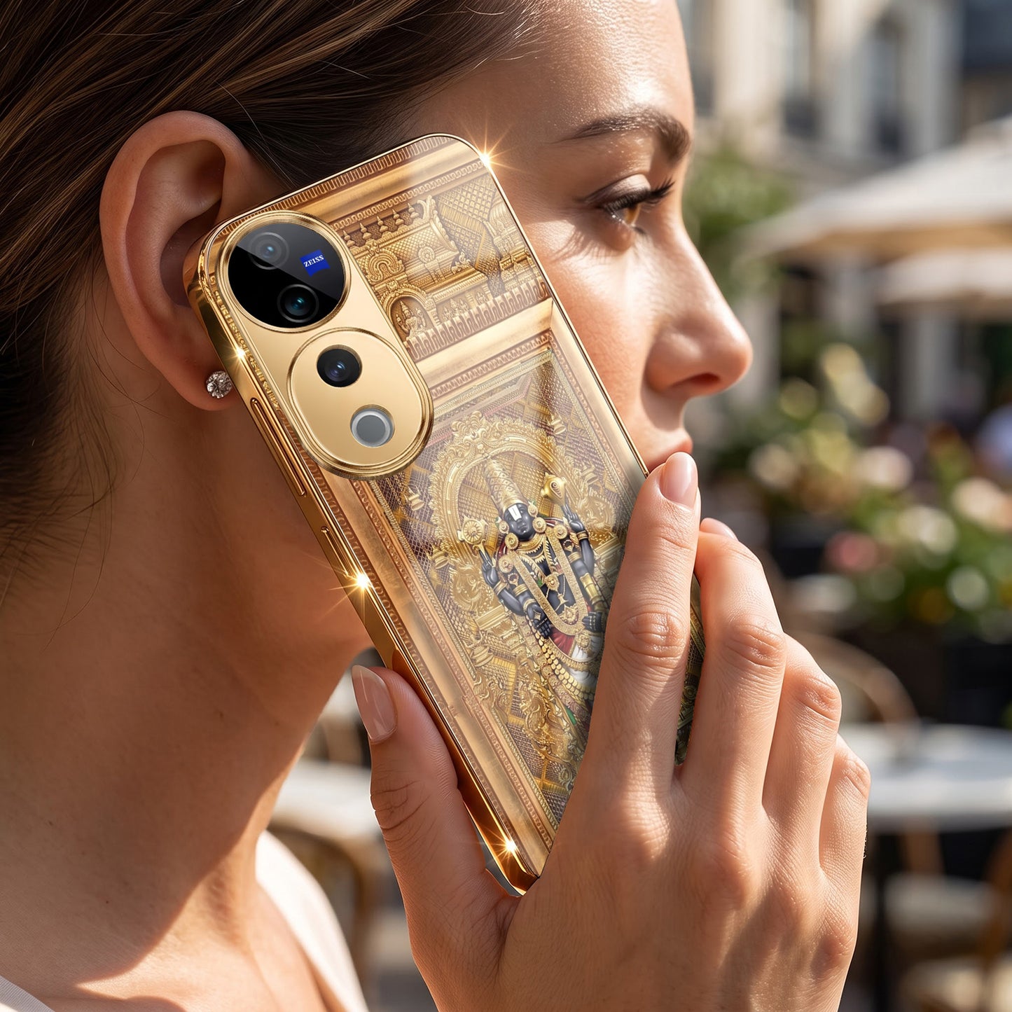 Vivo V40 Pro 5G Premium Heritage Gold Electroplated Glass Phone Back Case
