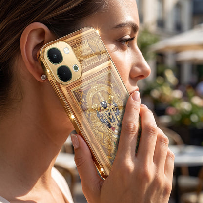 Vivo T5x 5G Premium Heritage Gold Electroplated Glass Phone Back Case